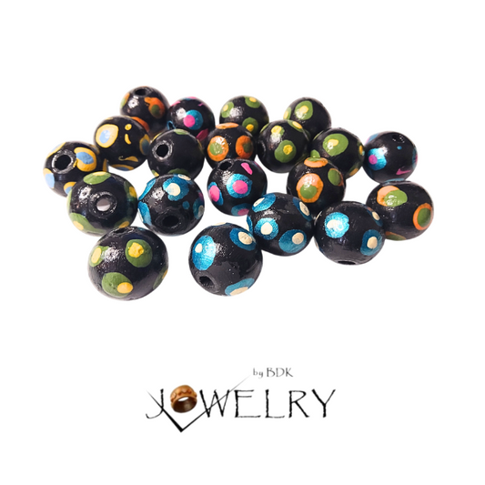 20-Pack Mixed Polka Dot Designer Beads