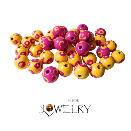 20-Pack Fuchsia & Yellow Designer Beads
