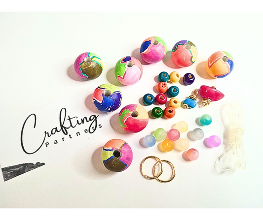 Crafting Partners™ Boho Bead Jewelry Kit | Hand-Painted Beads + Accessories