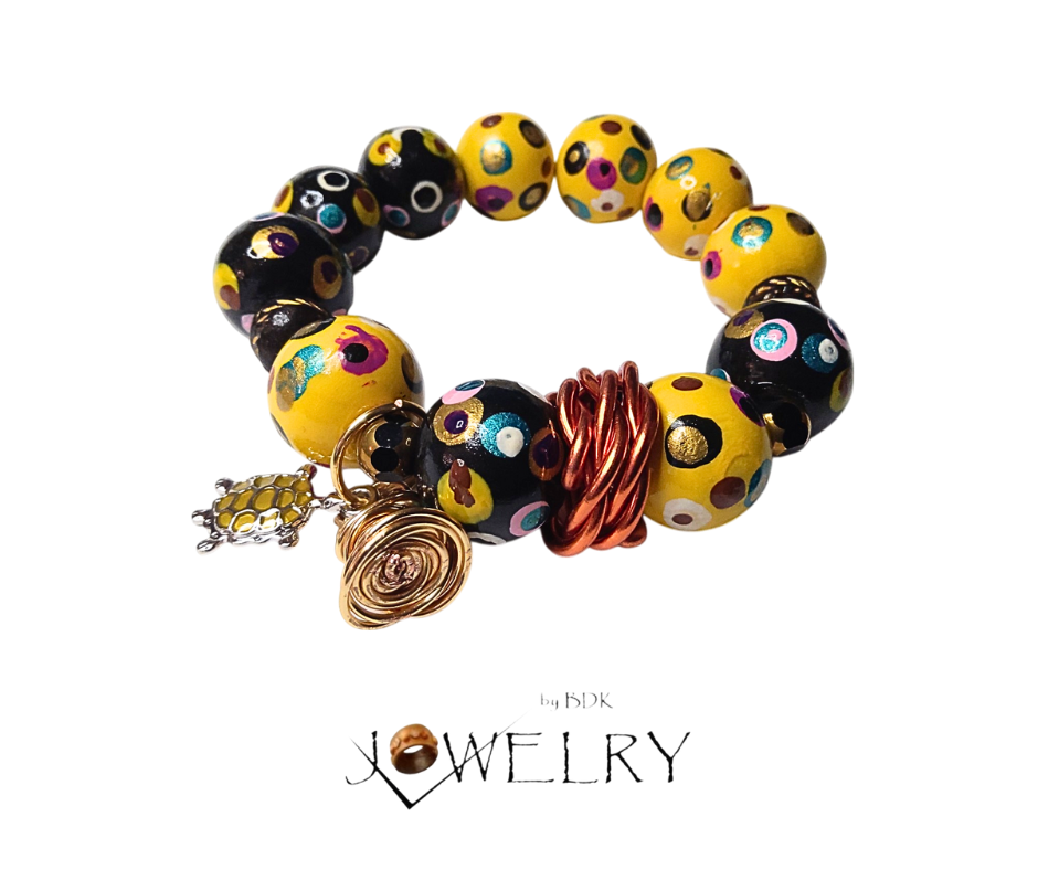 Handmade Boho Polka Dot Artistic Charm Bracelet