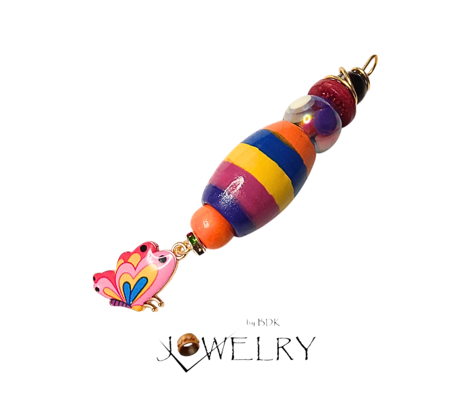 Multicolor Tube Butterfly Charm Pendant