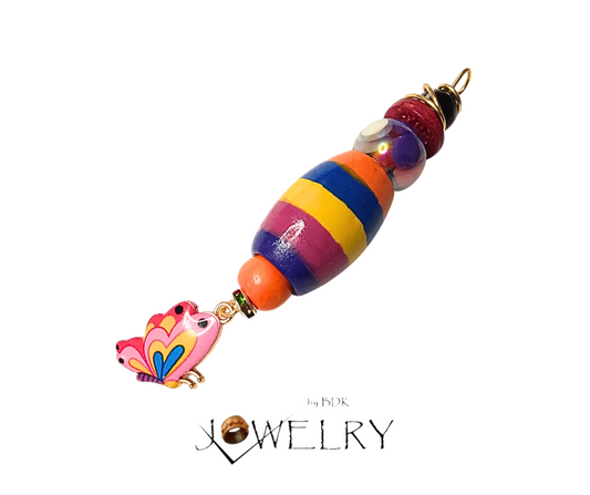 Multicolor Tube Butterfly Charm Pendant
