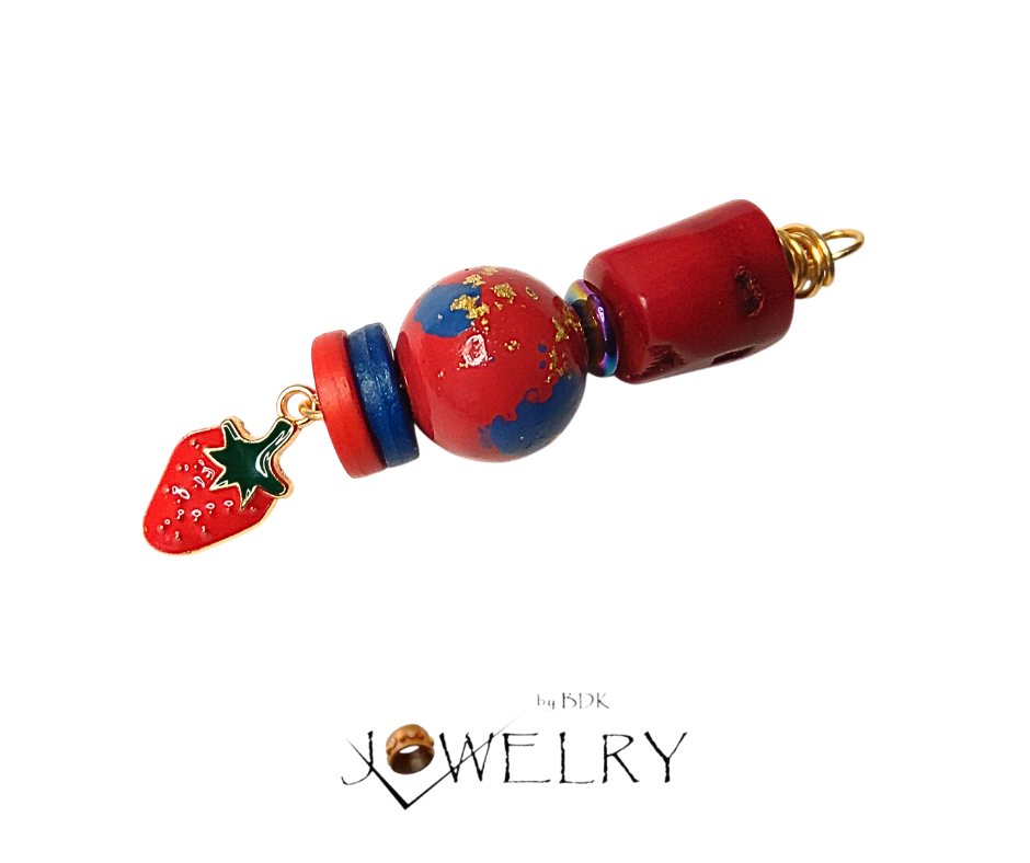 Coral & Strawberry Charm Boho Pendant