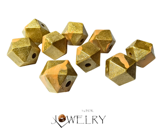 9-Pack Gold & Peach Geometric Designer Beads