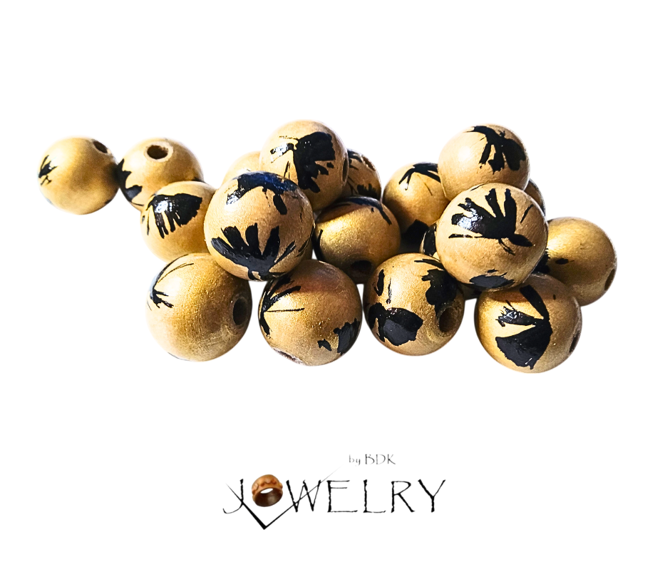 10-Pack Black & Gold Designer Beads