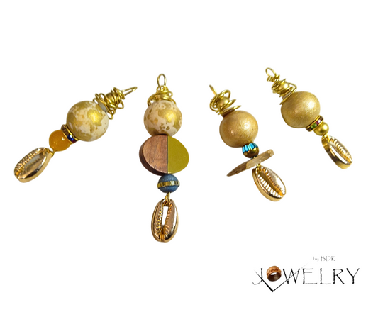 4-Pack Gold Tone Cowrie Shell Pendants