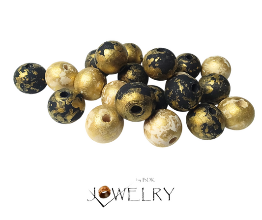 20-Pack Black + Gold Designer Beads