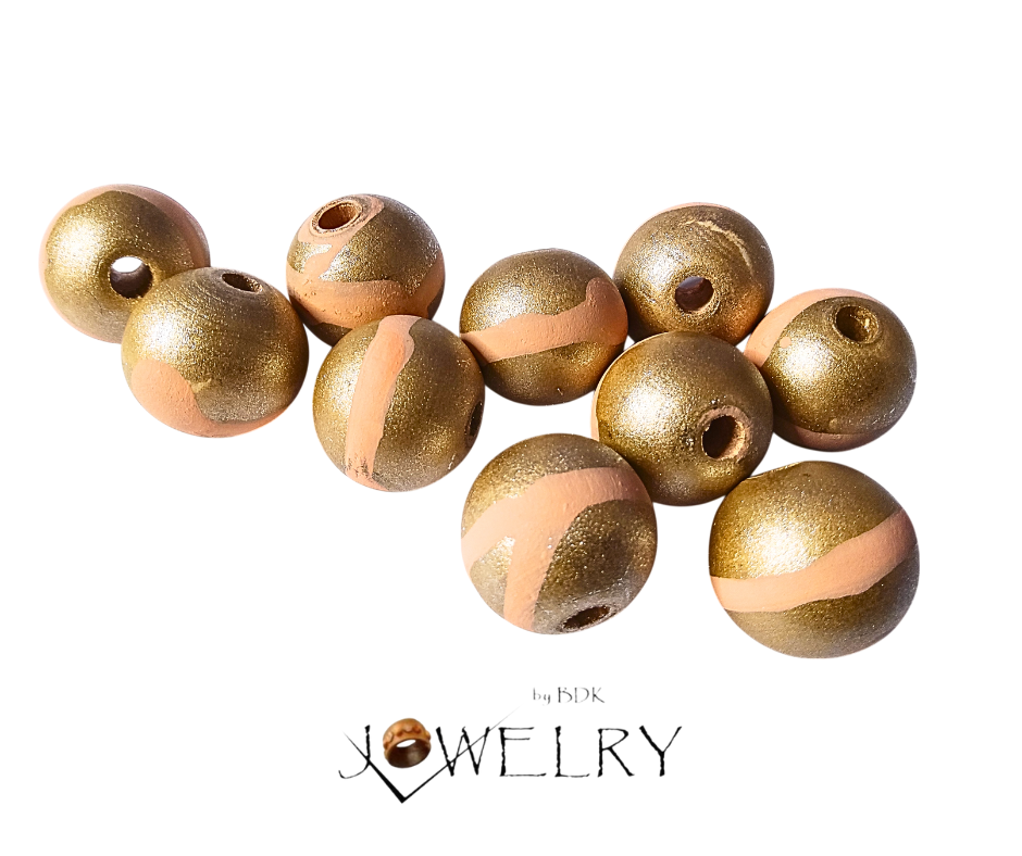 10-Pack Gold & Coral Designer Beads