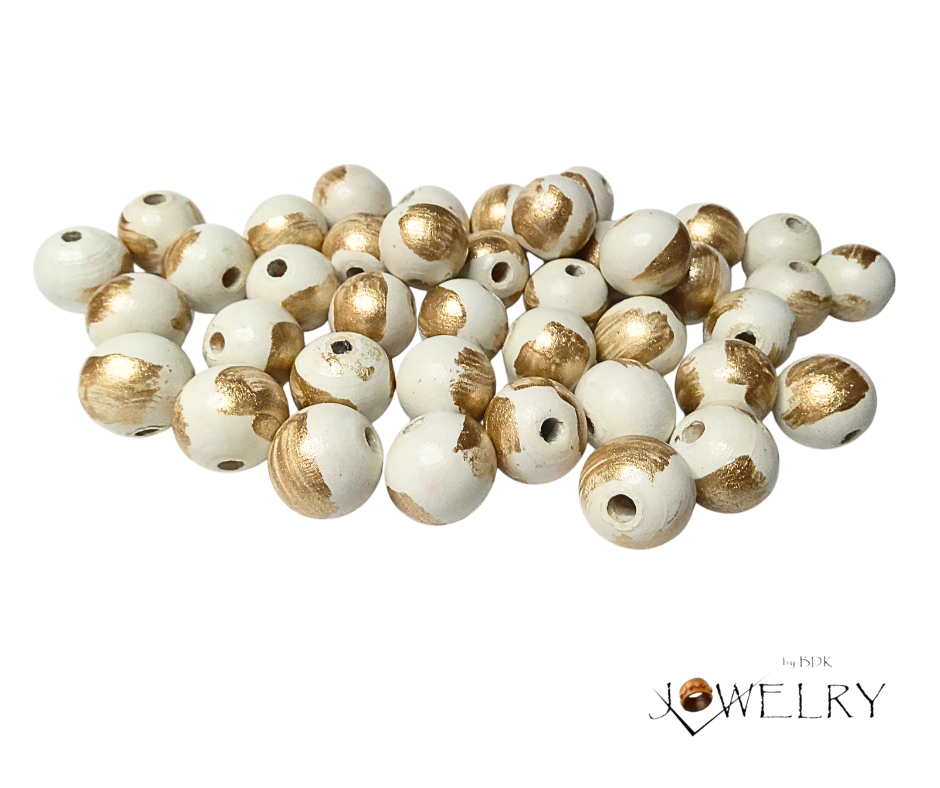 20-Pack White & Gold Designer Beads