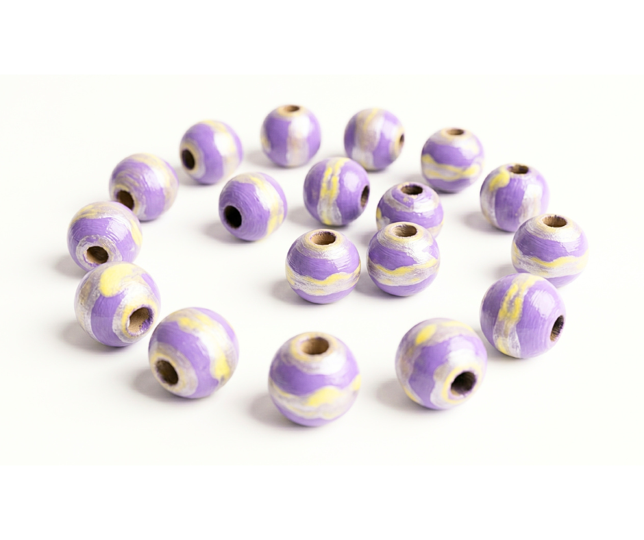 Lavender & Yellow Drift Hand-Painted Beads