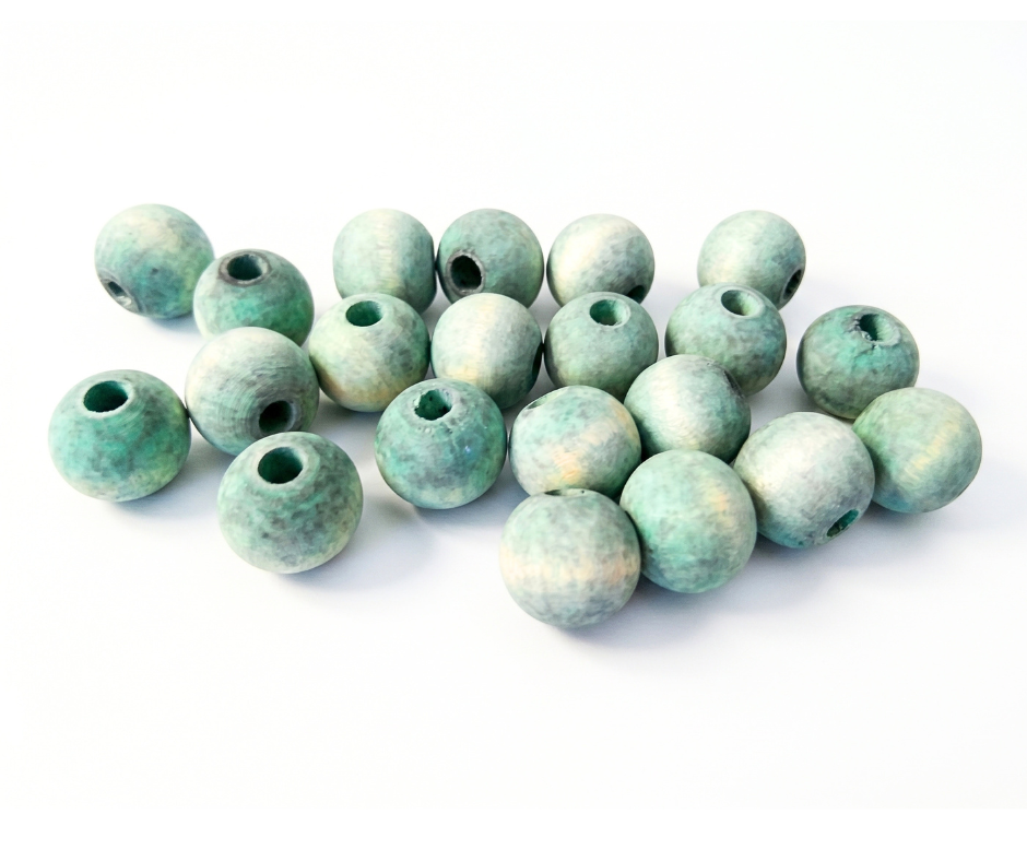Green Faded Matte Hand-Painted Wood Beads