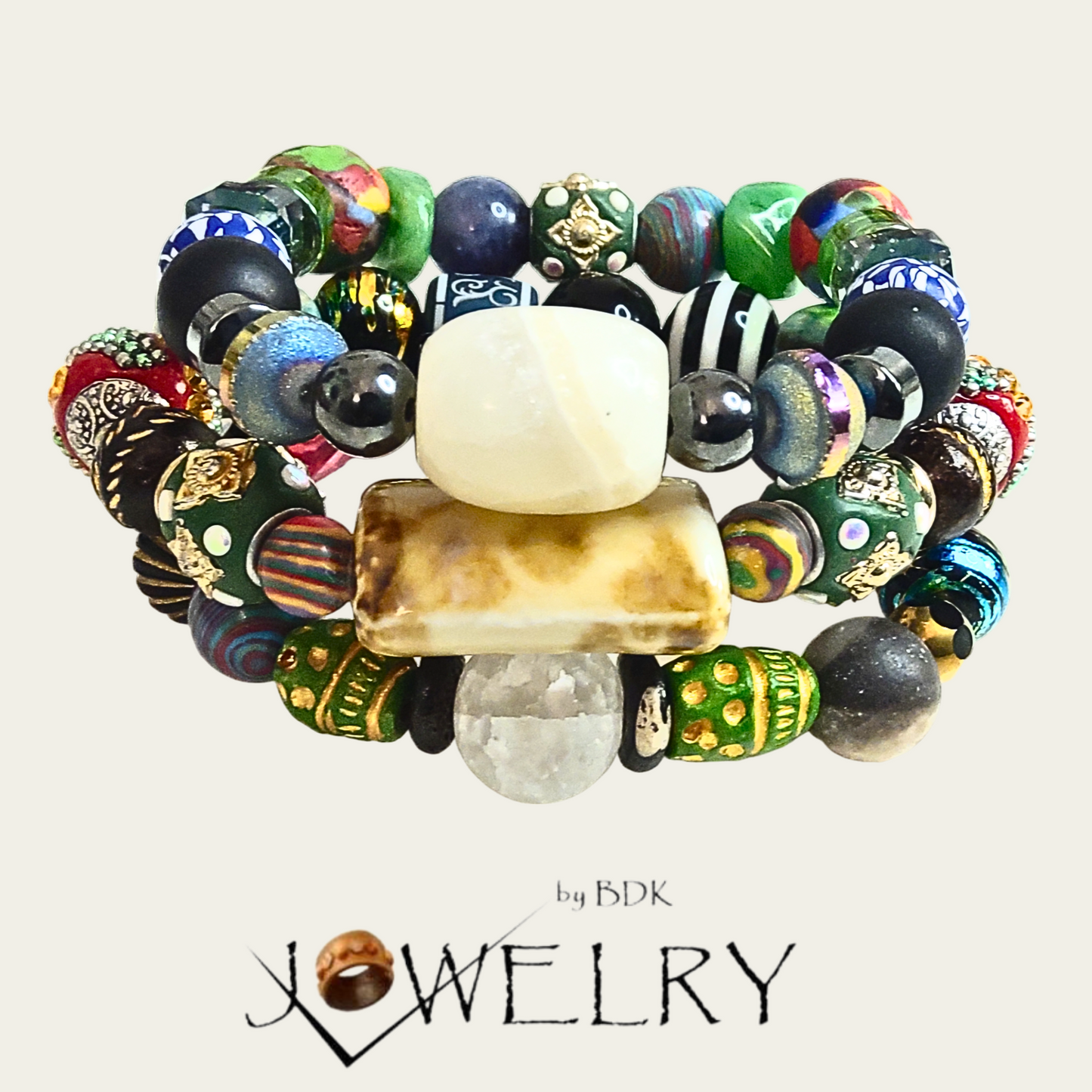 Unisex Multi Media Gemstone Layered Set