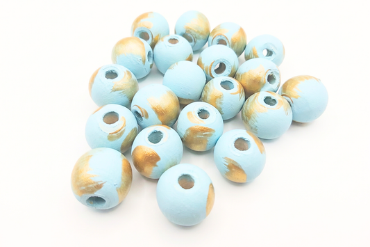 20-PC Hand-Painted Wood Beads
