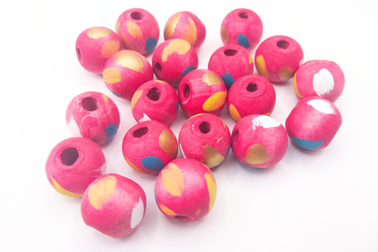 20-PC Hand-Painted Wood Beads