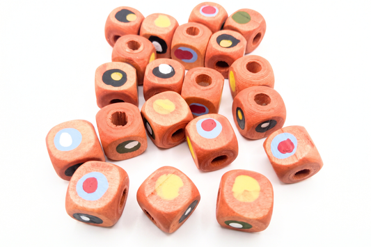 20-PC Orange Hand-Painted Wood Beads