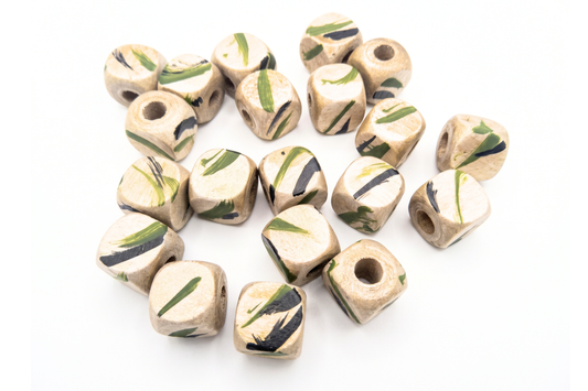 20-PC Gold Hand-Painted Square Wood Beads