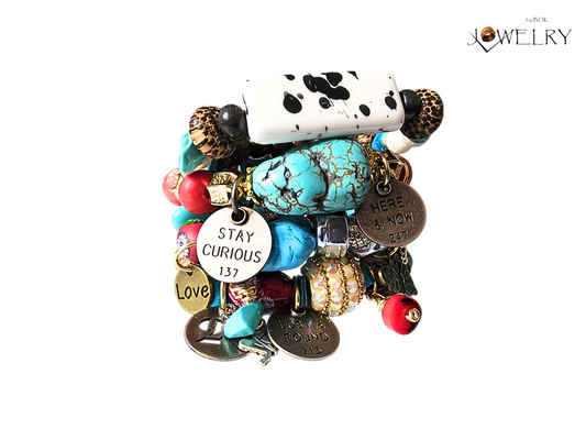 Turquoise Boho Charm Bracelet Stack