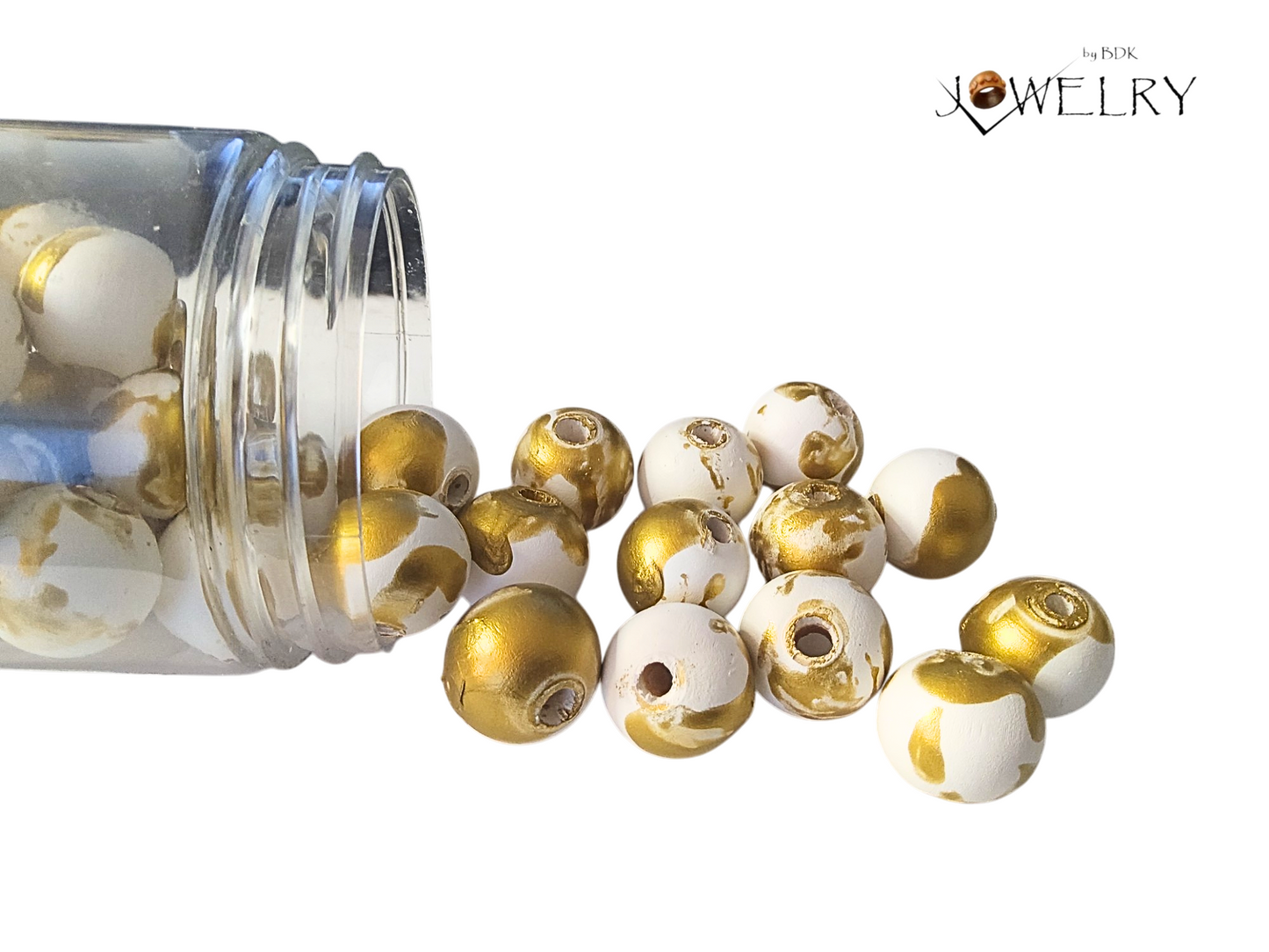 White & Gold Elegant 50-Pack Crafting Beads