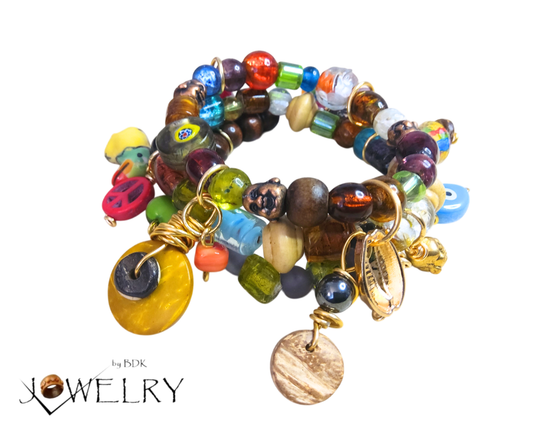 3-PC Boho Glass Beaded Bracelet Stack