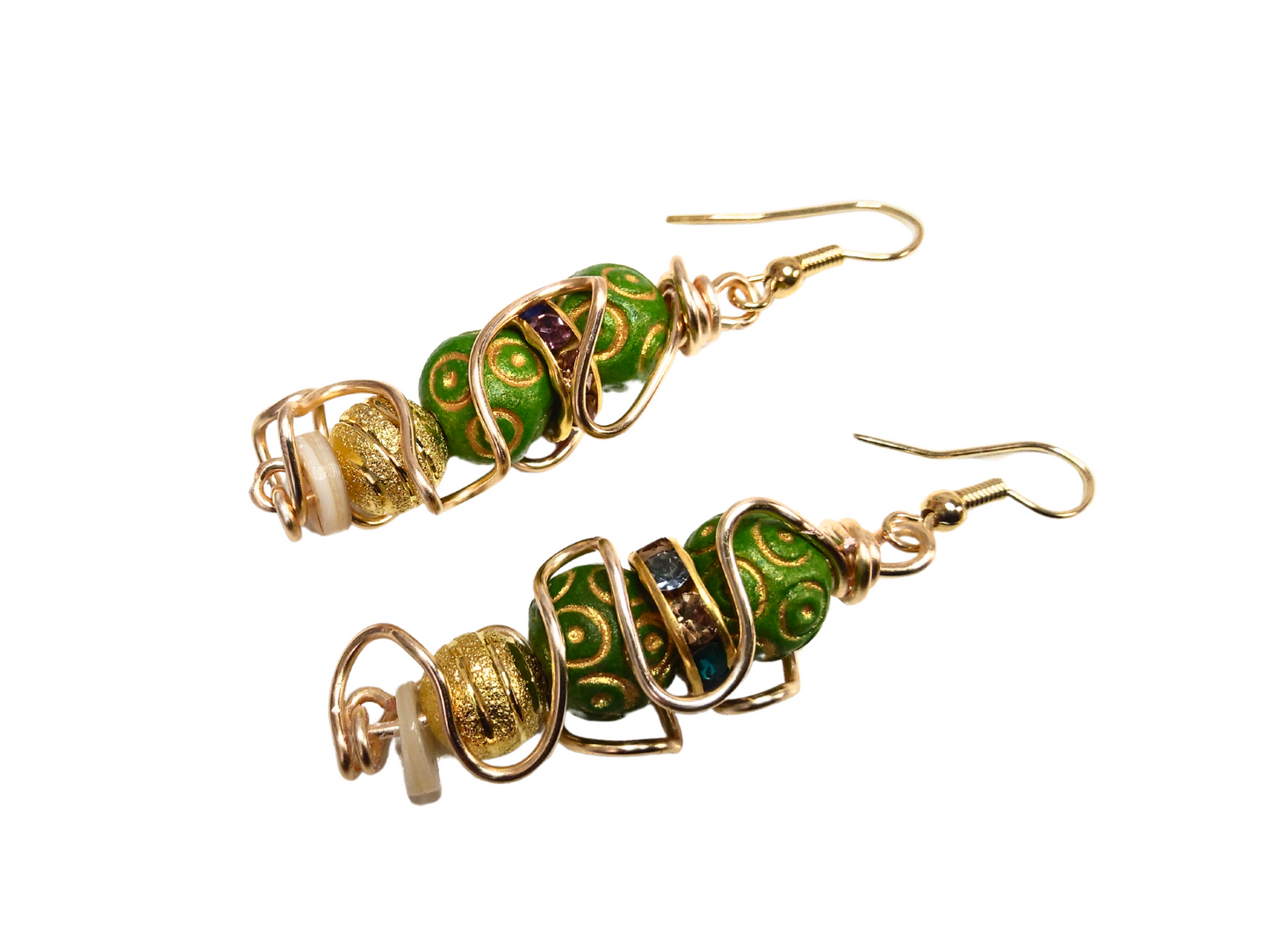 Wire Art Dangle Bohemian Beaded Earrings