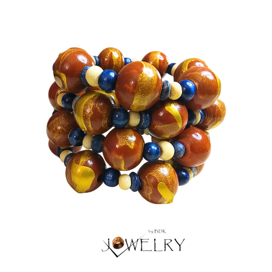 Handmade / Hand-Painted Wood Stretch Bracelets