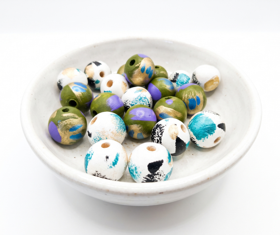 20-PC Mixed Hand-Painted Beads