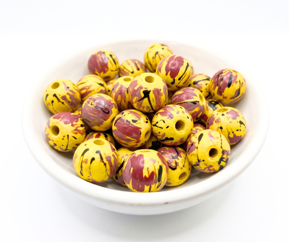 20-PC Definition Hand-Painted Wood Beads