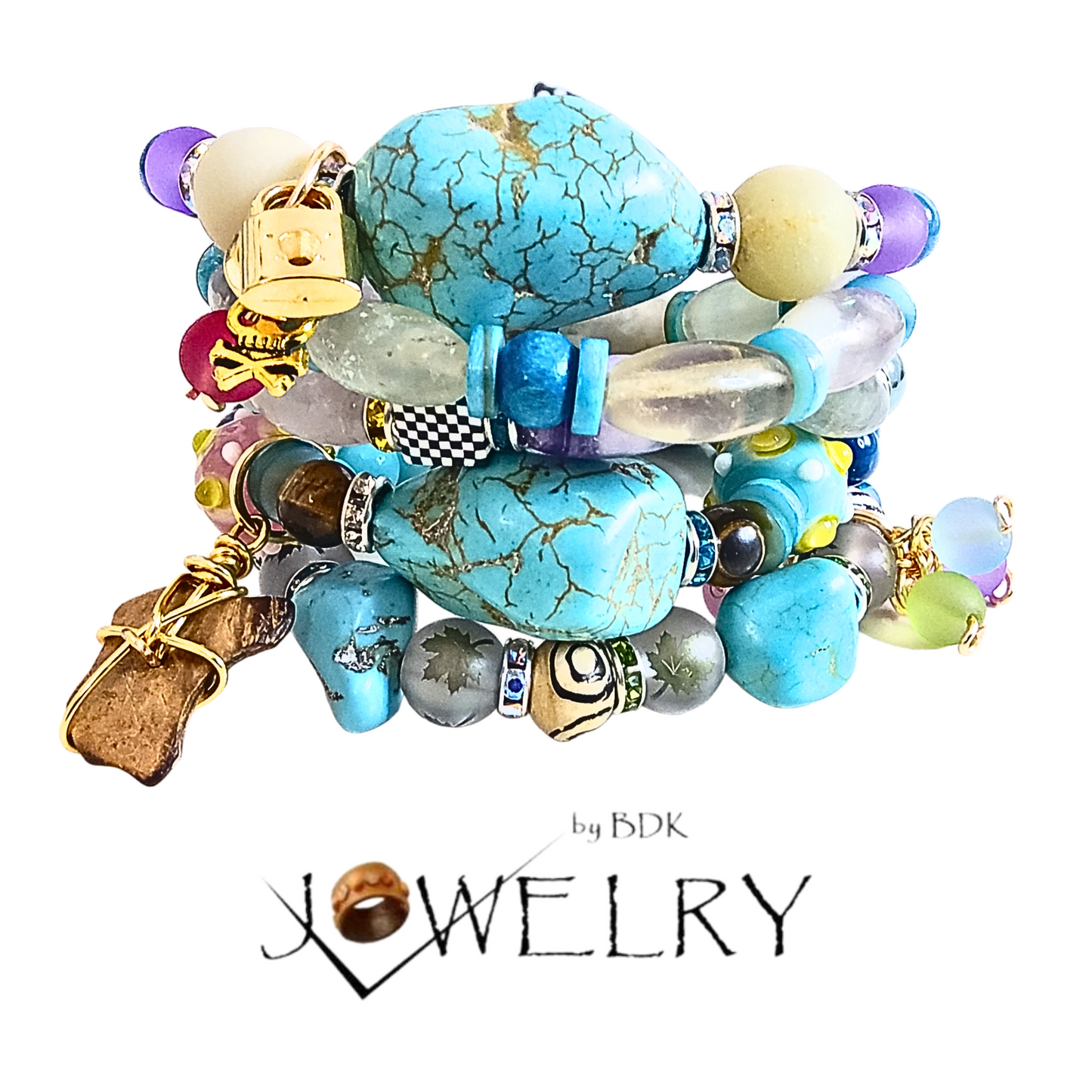 Howlite Turquoise & Gemstone Layered Stacked Bracelet Set