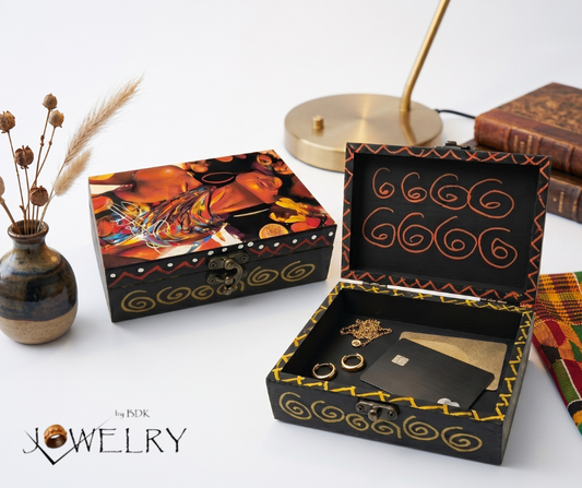 Mini Hand-Painted Decorative Wood Stash/Storage Box