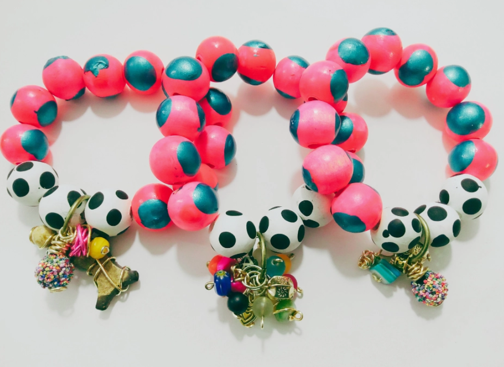 Junk Charm's Hot Pink and Teal Stretch Bracelets - Single