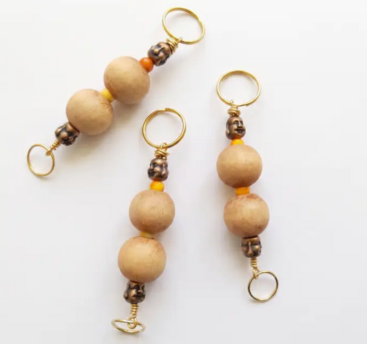 Buddha Keychains, Natural Wood Beads, Mindful Accessories