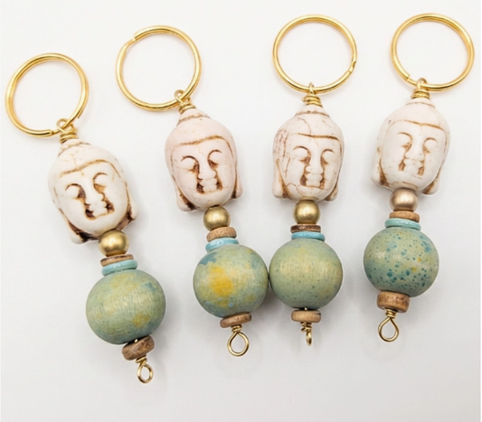 Ivory Turquoise Tranquil Buddha Keychains