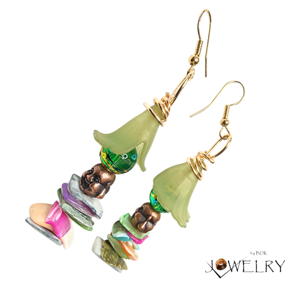 Pastel Shells & Buddha Dangle Boho Earrings