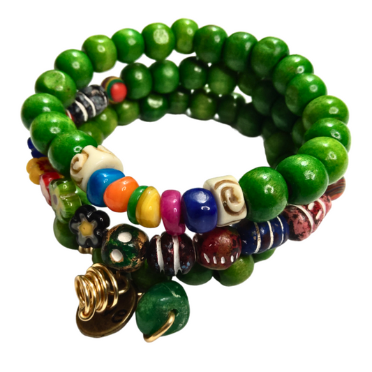 Money Green Stretch Charm Bracelet Set