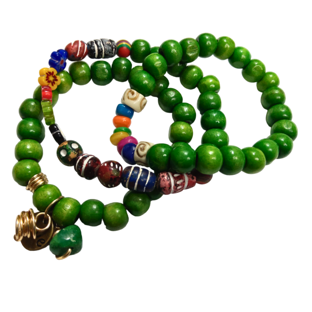 Money Green Stretch Charm Bracelet Set