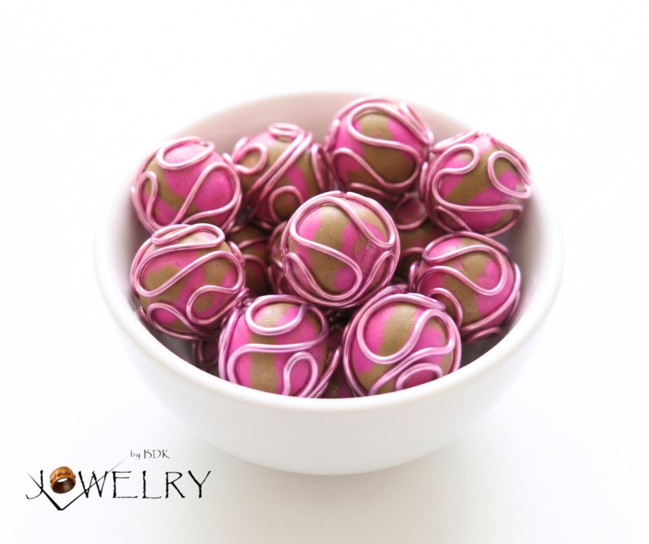 Wire Wrapped 25MM Wood Beads