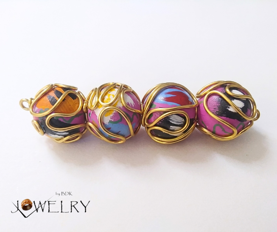 Wire Wrapped 25MM Wood Beads