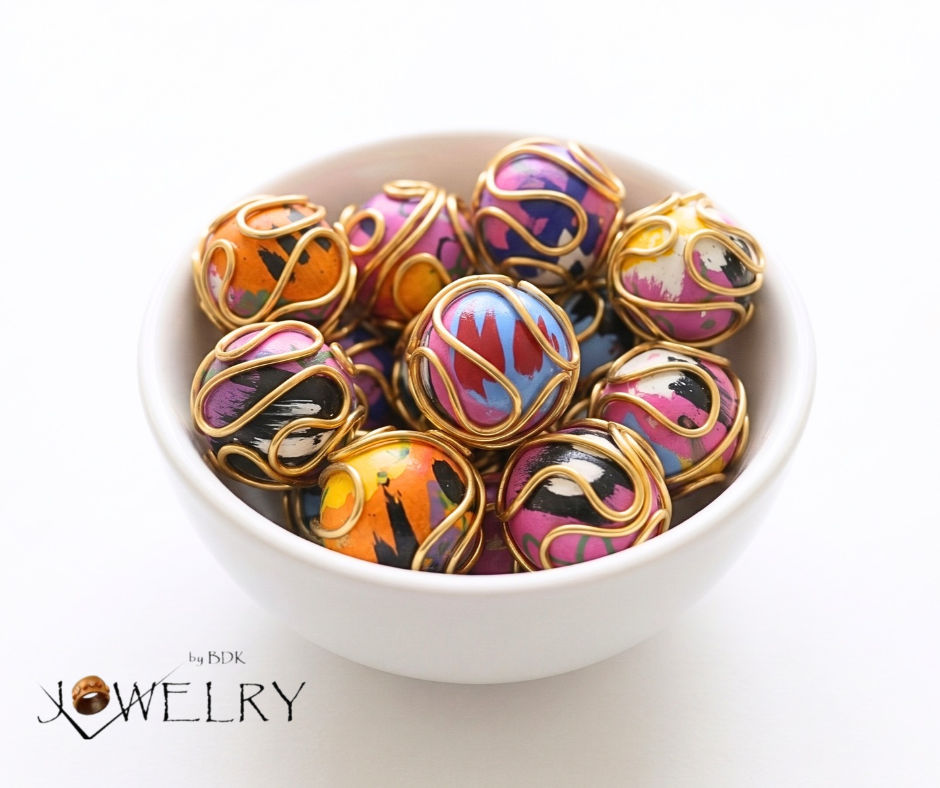 Wire Wrapped 25MM Wood Beads