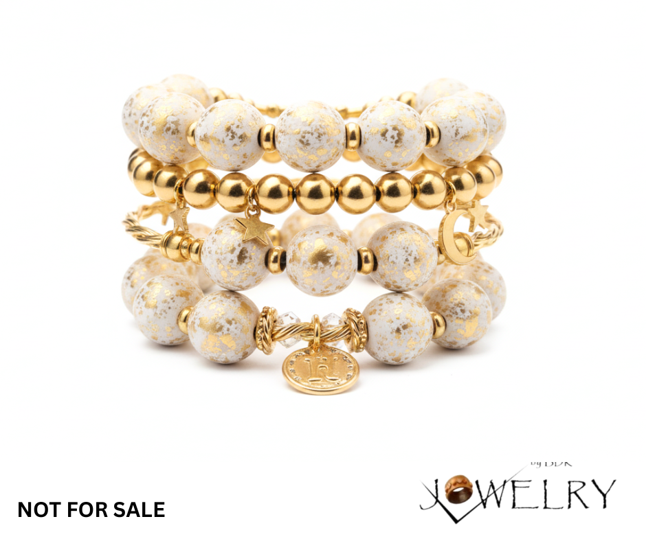 Cream & Gold Vintage Inspired Beads | Set of 20
